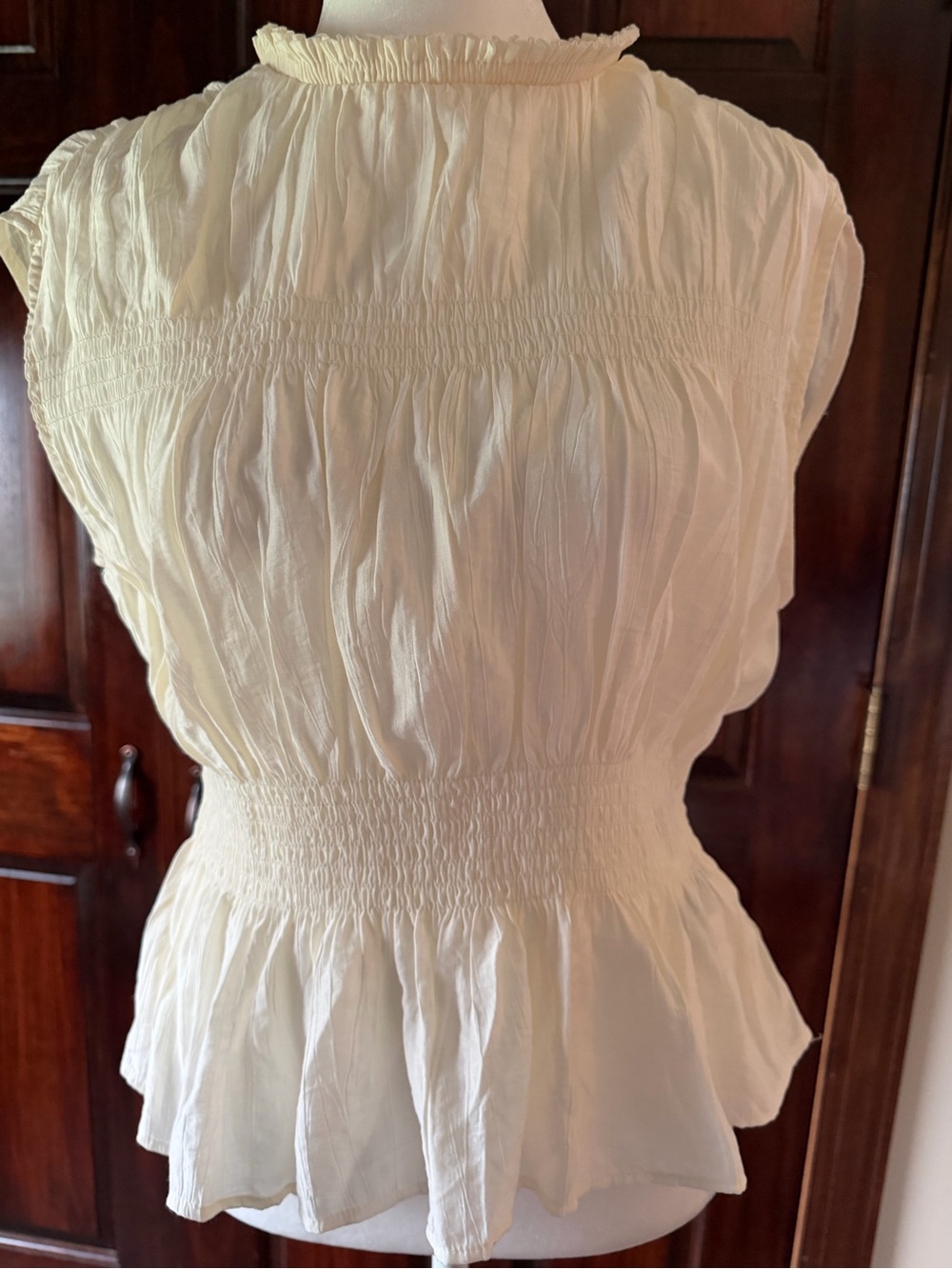 H&M Women’s Cream Smocked Peplum Top